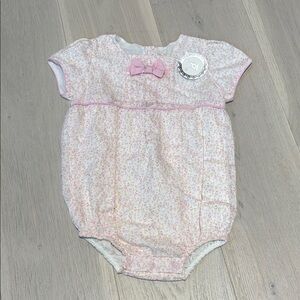 Floral Baby Romper with Pink Bow